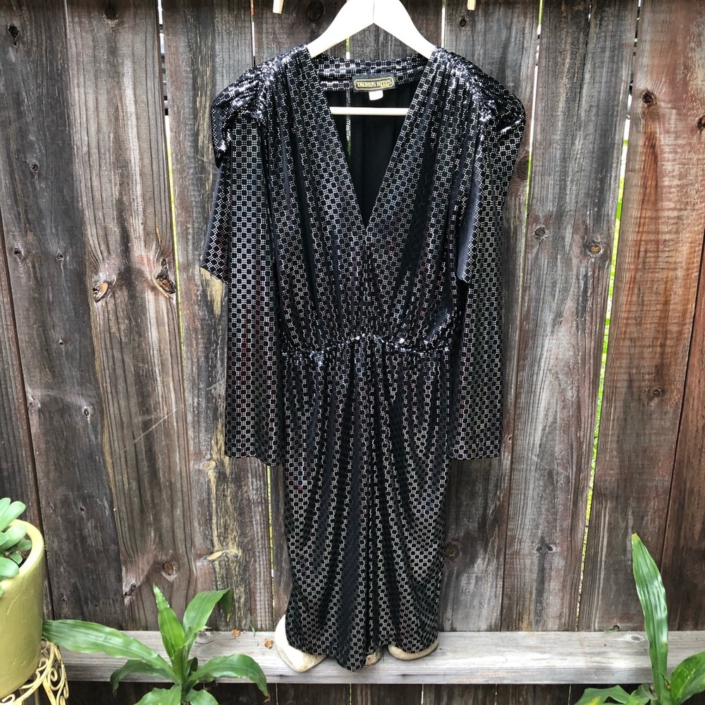 Vintage - Taurus Nites - Silver & Black Dress